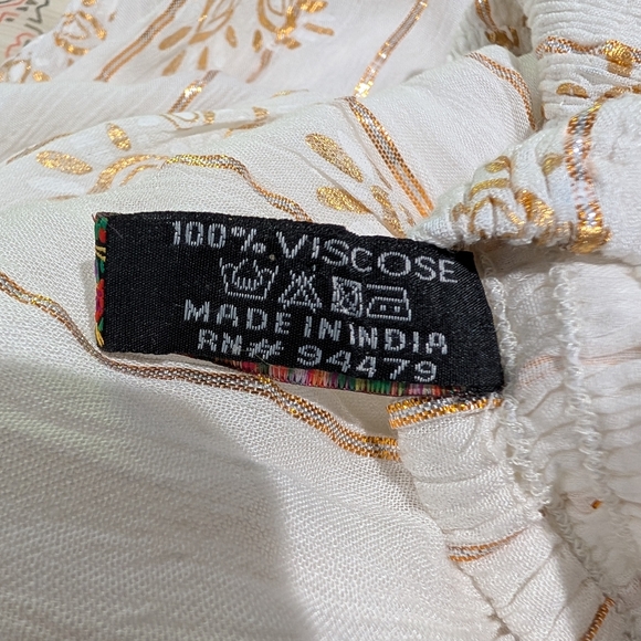 Gold Lurex Embroidered Lace-Up Maxi Dress - Made in India - Size M - Picture 12 of 14